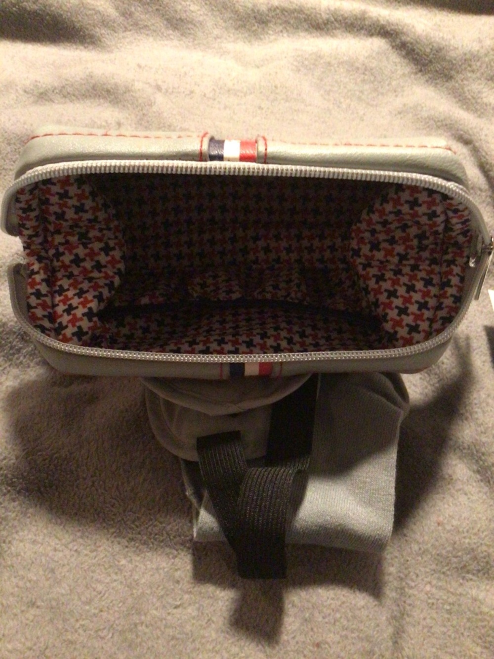 American Airlines 100th Anniversary Amenity Kit Bag Grey Red Blue - Picture 9 of 13
